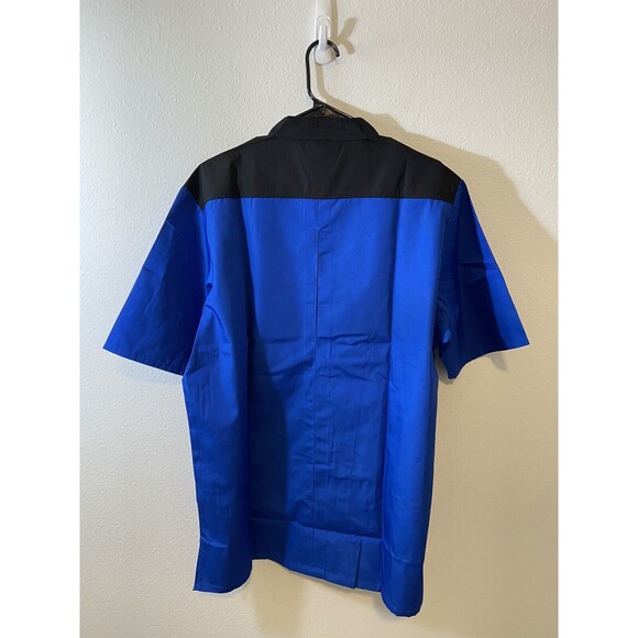 Happy Chef Uniform Shirt Lot Of 2 Mens Medium Blue Snap Button Front #517 New - Picture 6 of 9